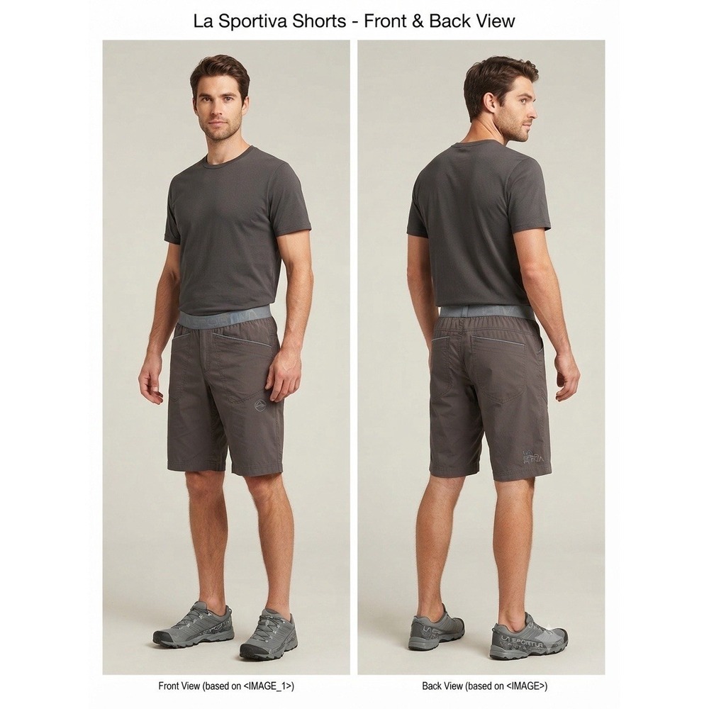 La Sportiva Outdoor Climb Shorts Men's Gray Logo Waistband Casual Hiking S Italy